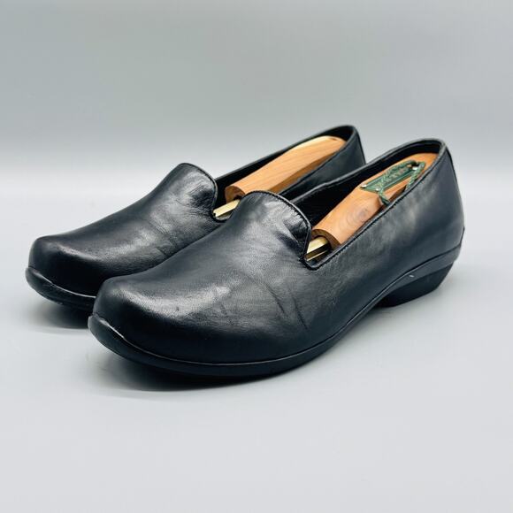Dansko Shoes Womens EU 38 US 7.5 Black Leather Comfort Slip On Loafers Work - Picture 3 of 11